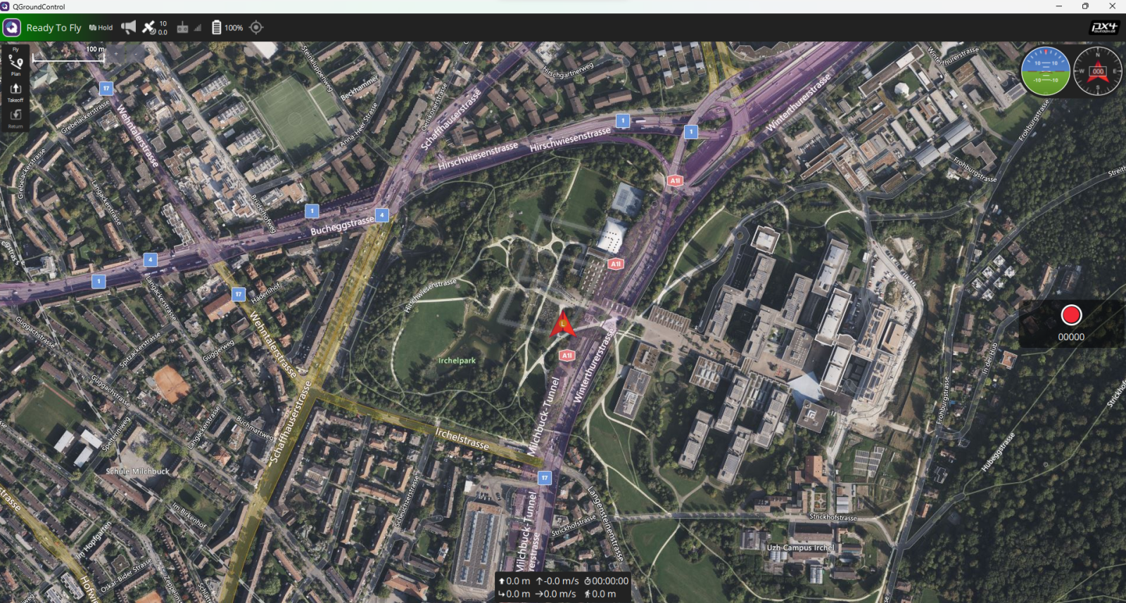 QGroundControl connected to the team's PX4 software-in-the-loop environment.